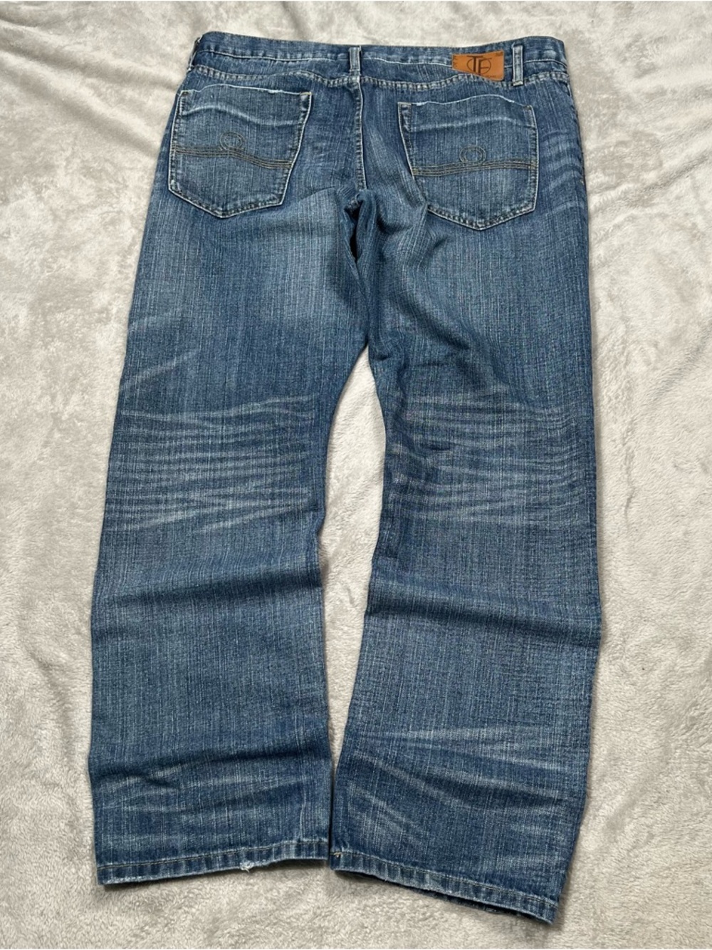 Y2K Tokyo Five Loose Jeans Mens 38x31 Blue Denim Straight Leg Whiskering Fade